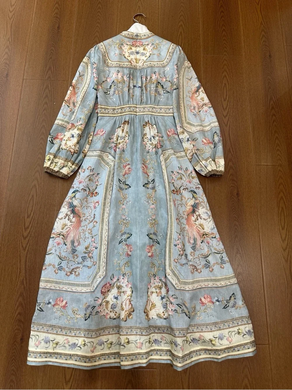 NWOT Zimmermann Roselight Plunge Linen Midi Dress Blue Floral, Size AU 0/1/2/3 - Picture 8 of 16